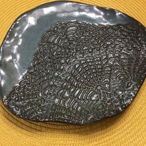 E. Byers Stone Art Pottery “Fossil” Embossed Tray